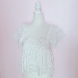 urban outfitters white eyelet lace crop top